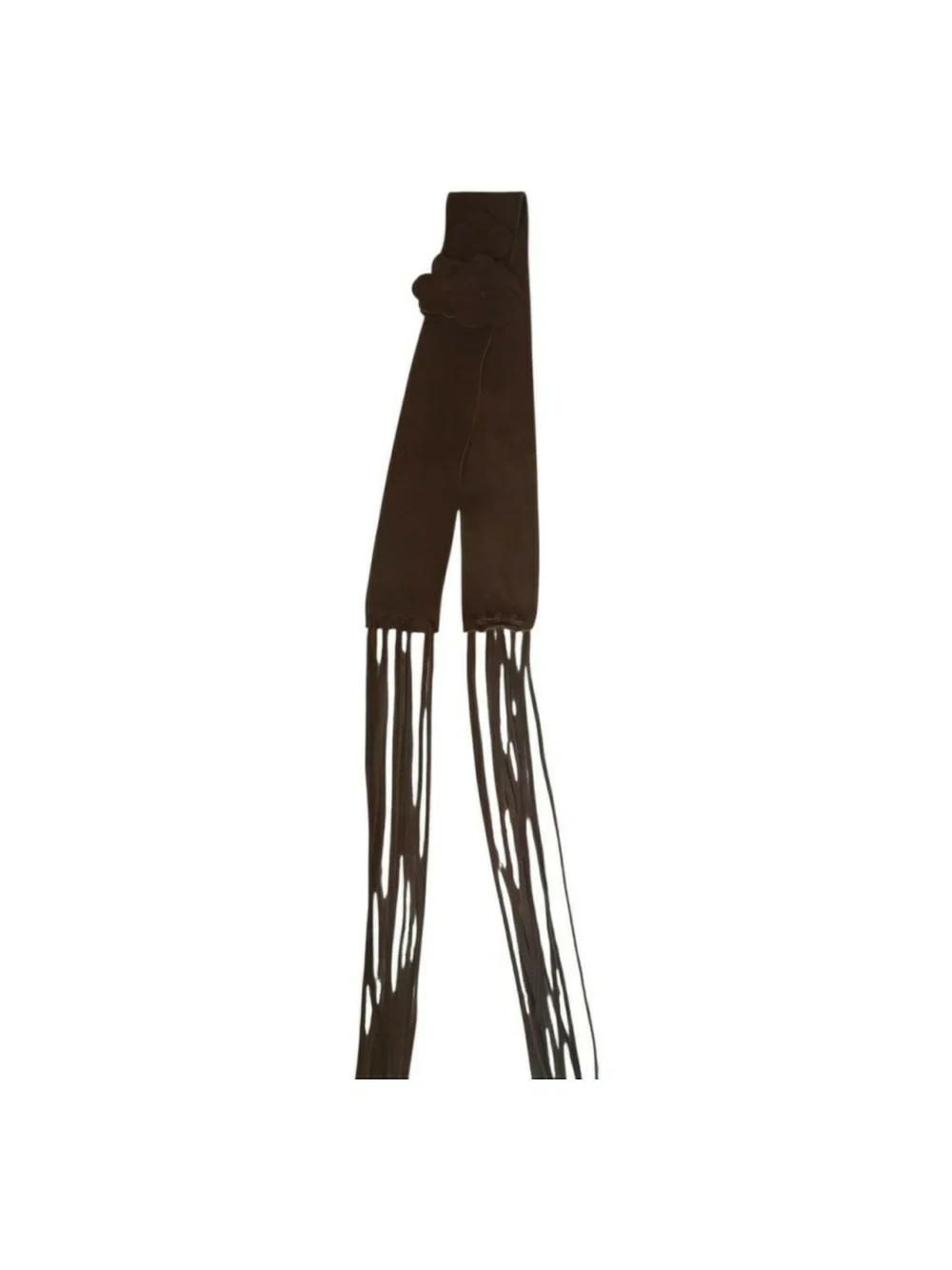 Brown tie leather floral fringe waist belt - Women Accessories